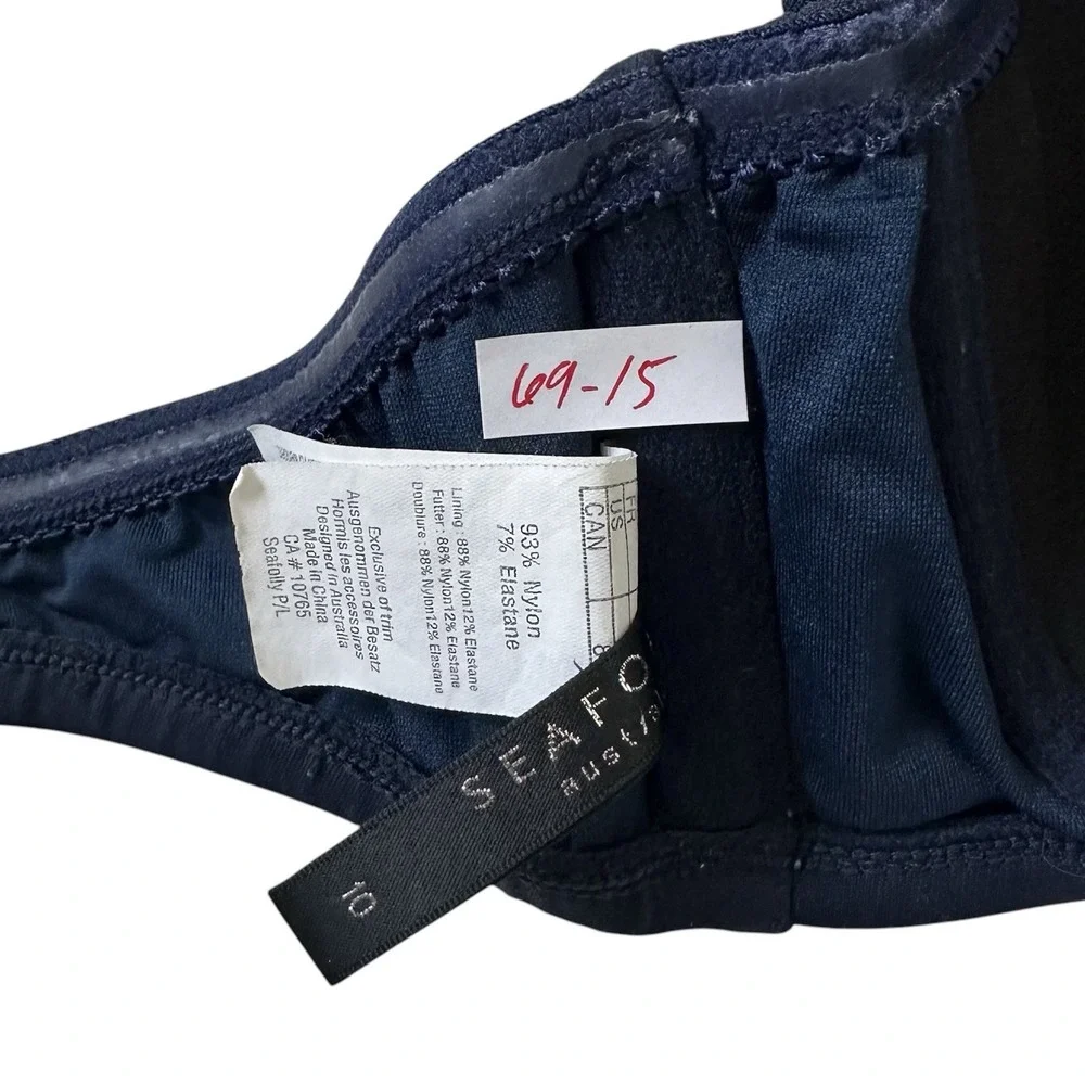 Seafolly Women's Size 10 Blue Halter Bikini Top Underwired | 69-15